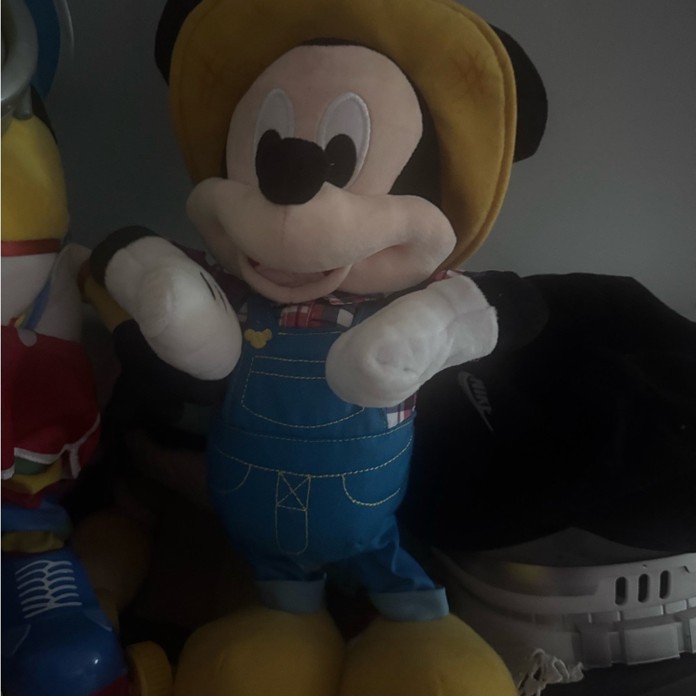 Charming Mouse Plush Toy with Blue Overalls